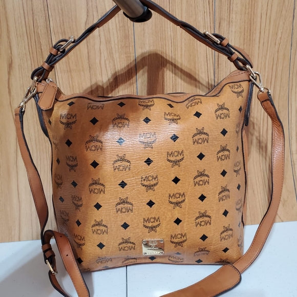 MCM Handbags - MCM COGNAC VISETOS kiara hobo bag